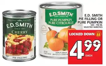 Food Basics E.d. smith pie filling or pure pumpkin offer