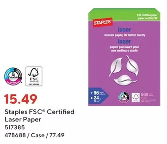 Staples Staples fsc certified laser paper offer