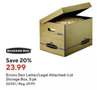 Staples Bankers box enviro stor letter/legal attached-lid storage box offer