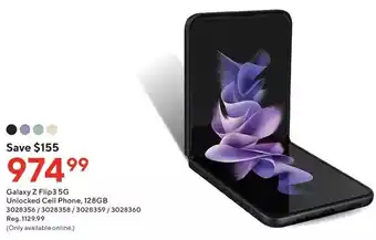 Staples Samsung galaxy z flip3 5g unlocked cell phone, 128gb offer