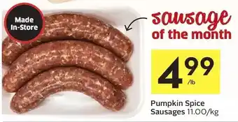 Foodland Pumpkin spice sausages offer