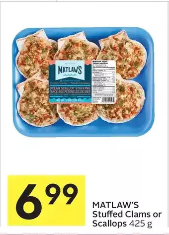 Foodland Matlaw's stuffed clams or scallops offer