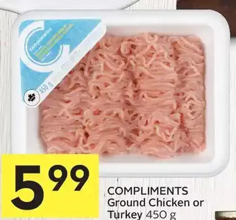 Foodland Compliments ground chicken or turkey offer