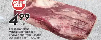 Sobeys Fresh boneless whole beef brisket offer