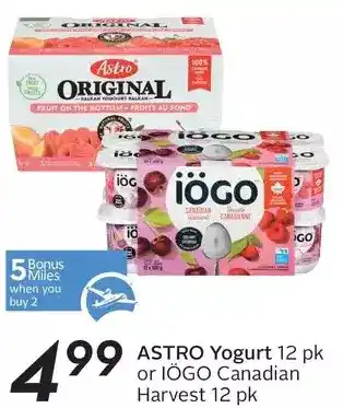 Sobeys Astro yogurt or iögo canadian harvest offer