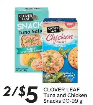 Sobeys Clover leaf tuna and chicken snacks offer