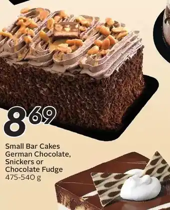 Sobeys Small bar cakes german chocolate, snickers or chocolate fudge offer