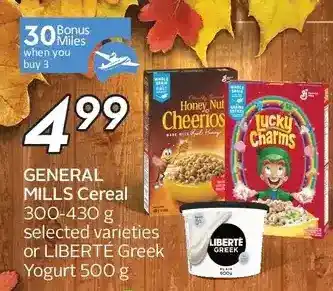 Sobeys General mills cereal or liberté greek yogurt offer