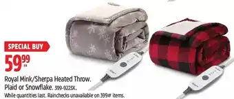 Canadian Tire Royal mink/sherpa heated throw offer