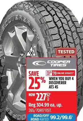 Canadian Tire Cooper tires discoverer at3 4s tires offer
