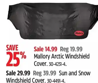 Canadian Tire Mallory arctic windshield cover | sun and snow windshield cover offer