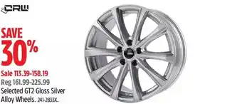 Canadian Tire Crw gt2 gloss silver alloy wheels. offer