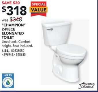 Lowe's American standard "champion" 2-piece elongated toilet offer