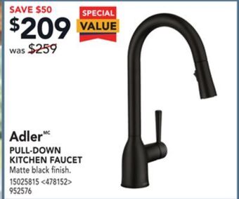Lowe's Moen adler pull-down kitchen faucet offer