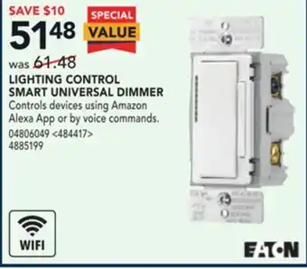 Lowe's Eaton lighting control smart universal dimmer offer