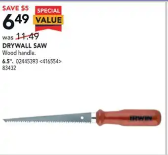 Lowe's Irwin drywall saw 6.5" offer