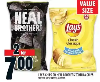 Metro Lay's chips or neal brothers tortilla chips offer