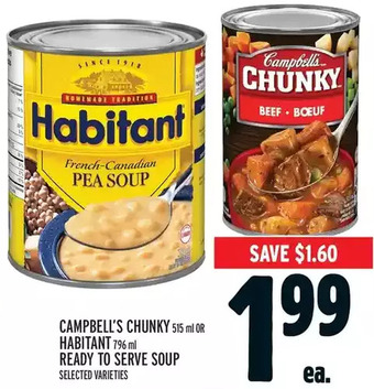Metro Campbell's chunky or habitant ready to serve soup offer