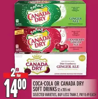 Metro Coca-cola or canada dry soft drinks offer