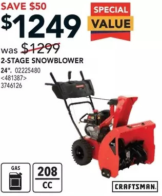 Lowe's Craftsman 2-stage snowblower offer