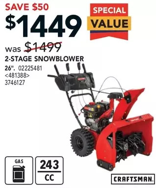 Lowe's Craftsman 2-stage snowblower offer