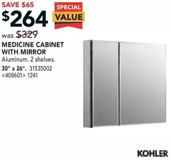 Lowe's Kohler madicine cabinet with mirror. 30" x 26" offer