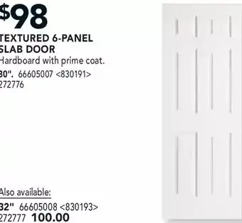 Lowe's Textured 6-panel slab door. 30" | 32" offer