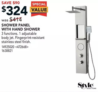Lowe's Style selections shower panel with hand shower offer
