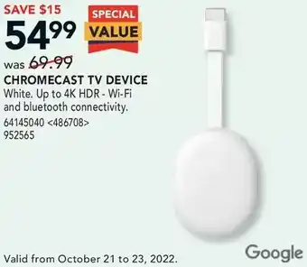 Lowe's Google chromecast tv device offer