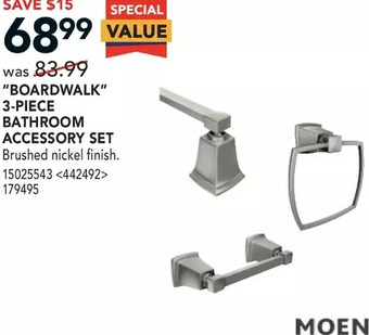 RONA Moen "boardwalk" 3-piece bathroom accessory set offer
