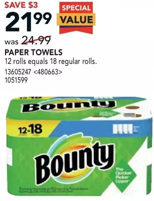 RONA Bounty paper towels offer