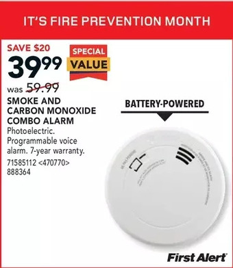 RONA First alert smoke and carbon monoxide combo alarm offer