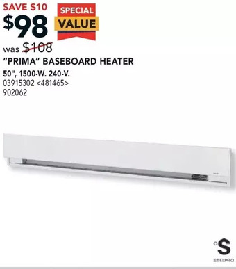 RONA Stelpro "prima" baseboard heater offer