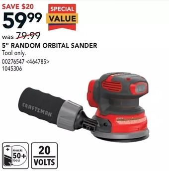 RONA Craftsman 5" random orbital sander offer