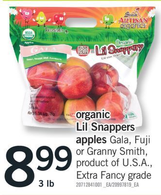 Fortinos Organic lil snappers apples, 3 lb offer