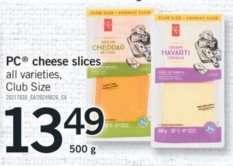 Fortinos Pc® cheese slices, 500 g offer