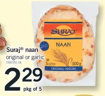 Fortinos Suraj® naan, pkg of 5 offer