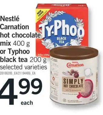 Fortinos Nestlé carnation hot chocolate mix, 400 g or typhoo black tea, 200 g offer