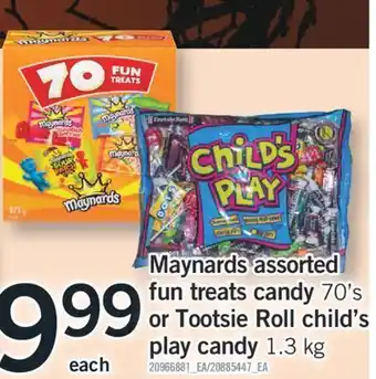 Fortinos Maynards assorted fun treats candy, 70's or tootsie roll child's play candy, 1.3 kg offer