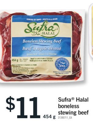 Fortinos Sufra® halal boneless stewing beef, 454 g offer