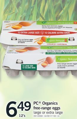 Fortinos Pc® organics free-range eggs, 12's offer