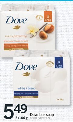 Fortinos Dove bar soap, 3x106 g offer