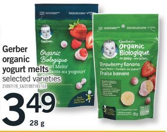 Fortinos Gerber organic yogurt melts, 28 g offer
