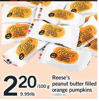 Fortinos Reese's peanut butter filled orange pumpkins offer