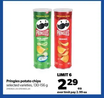 Real Canadian Superstore Pringles potato chips, 130-156 g offer