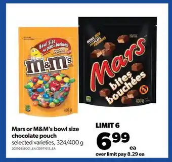 Real Canadian Superstore Mars or m&m's bowl size chocolate pouch, 324/400 g offer