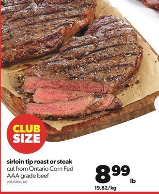 Real Canadian Superstore Sirloin tip roast or steak offer