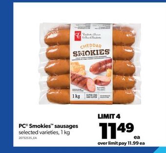 Real Canadian Superstore Pc® smokies™ sausages, 1 kg offer