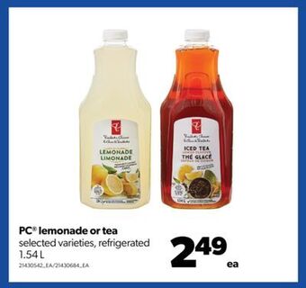 Real Canadian Superstore Pc® lemonade or tea, 1.54 l offer