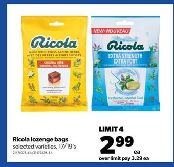 Real Canadian Superstore Ricola lozenge bags, 17/19's offer
